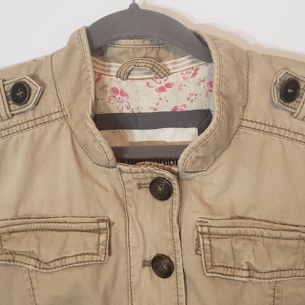 Abercrombie & Fitch Military Jacket Button Down Chest Snap Pockets Tan S… - Picture 5 of 16
